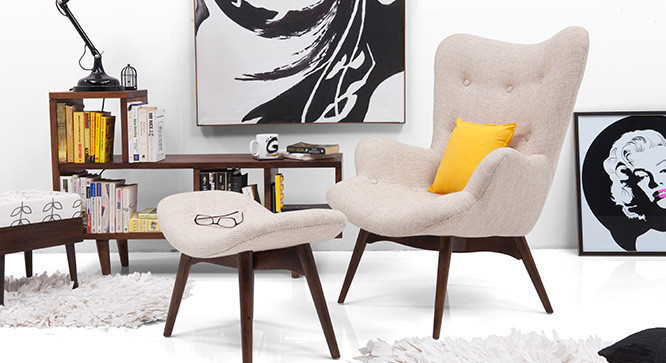 Cantabil Chair & Ottoman Replica(Beige)